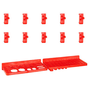 vidaXL 29-piece Storage Bin Rack with Wall Mount Red and Black