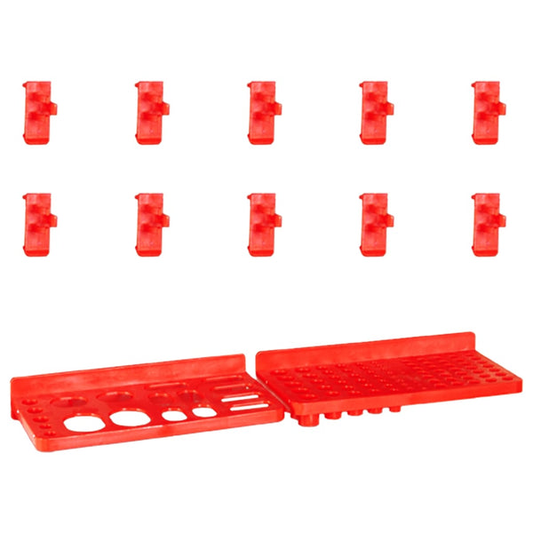 vidaXL 29-piece Storage Bin Rack with Wall Mount Red and Black