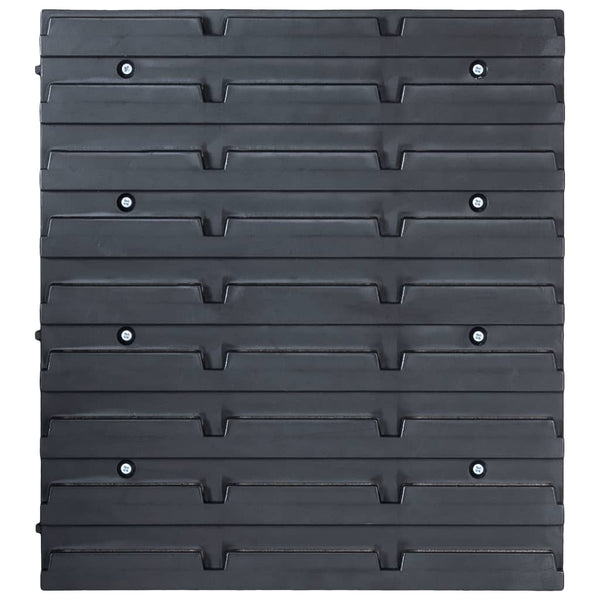 vidaXL 29-piece Storage Bin Rack with Wall Mount Red and Black