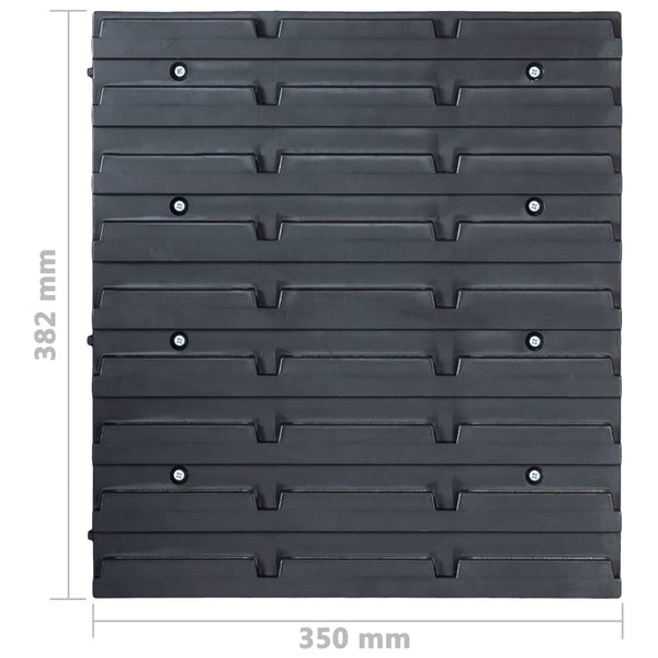 vidaXL 29-piece Storage Bin Rack with Wall Mount Red and Black