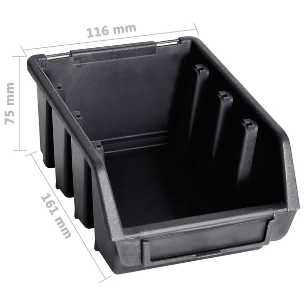 vidaXL 29-piece Storage Bin Rack with Wall Mount Red and Black