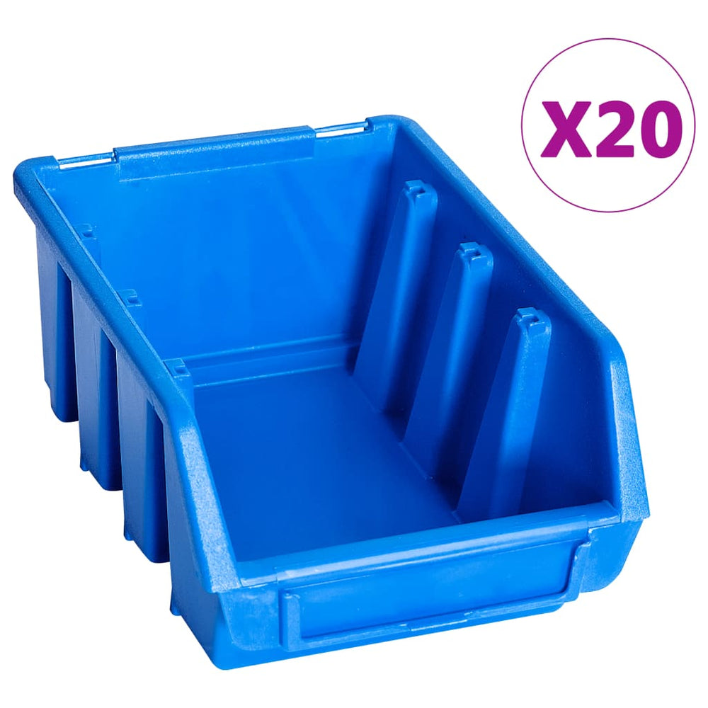 vidaXL Stackable Storage Bins 20 pcs Blue Plastic