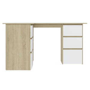 Eckschreibtisch Weiß Sonoma-Eiche 145 cm