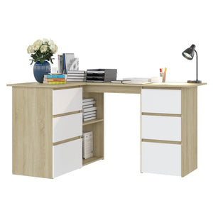 Eckschreibtisch Weiß Sonoma-Eiche 145 cm