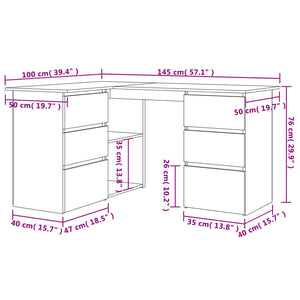Eckschreibtisch Weiß Sonoma-Eiche 145 cm