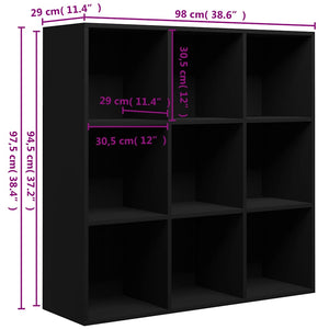 Schwarzes Bücherregal 98x29x97,5 cm