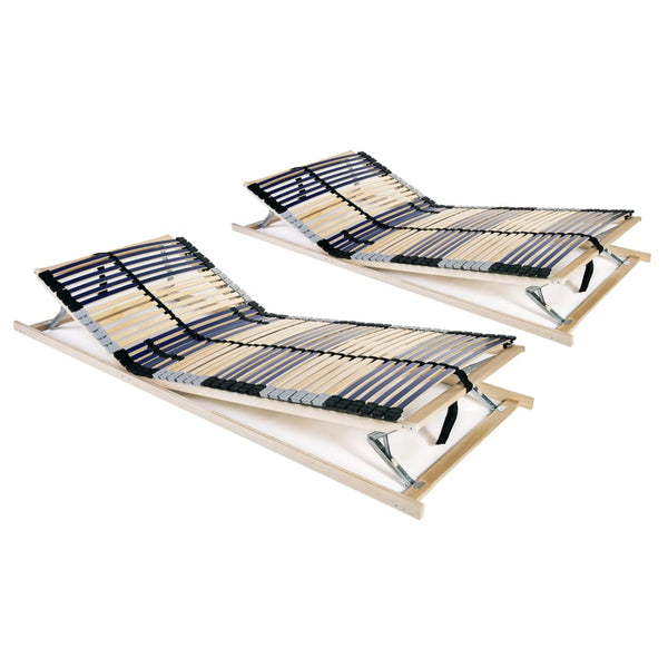 vidaXL Slatted bed base 2 pcs. with 42 slats 7 zones 90x200 cm