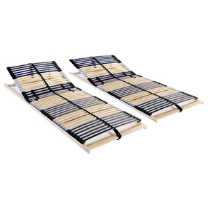 vidaXL Slatted bed base 2 pcs. with 42 slats 7 zones 90x200 cm
