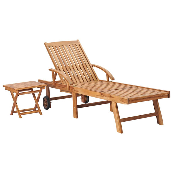 vidaXL Sun Loungers 2 pcs. with Table Solid Teak Wood