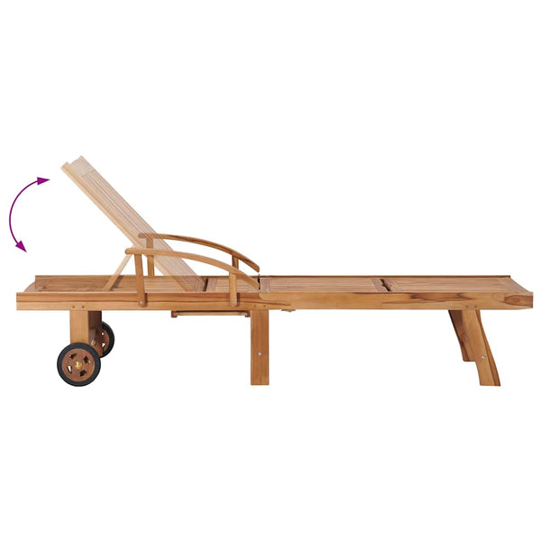 vidaXL Sun Loungers 2 pcs. with Table Solid Teak Wood