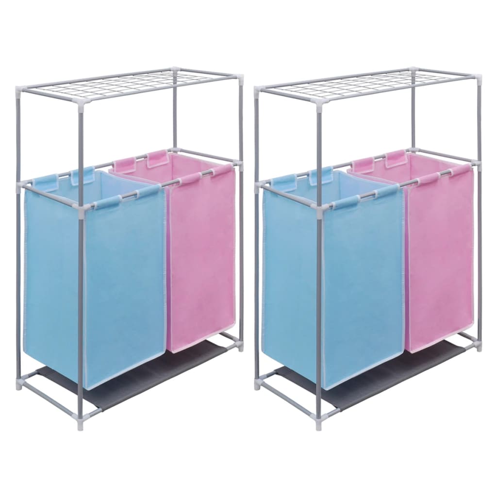 vidaXL 2-Compartment Laundry Basket 2 pcs. with Drying Rack