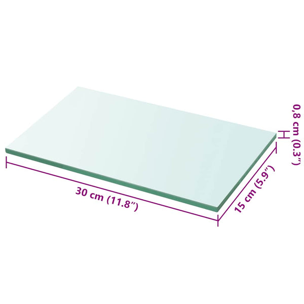 vidaXL Shelf Boards 2 pcs. Glass Transparent 30x15 cm