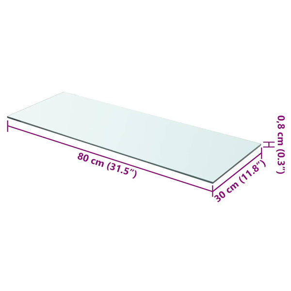 vidaXL Shelf Boards 2 pcs. Glass Transparent 80x30 cm