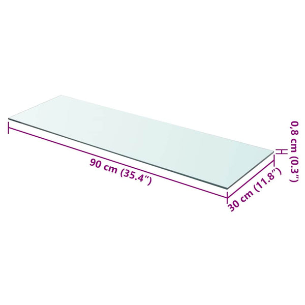 vidaXL Shelf Boards 2 pcs. Glass Transparent 90x30 cm