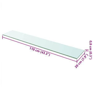 vidaXL Shelf Boards 2 pcs Glass Transparent 110x20 cm