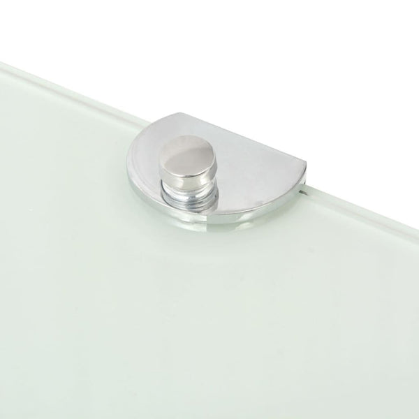 vidaXL Corner Shelves 2 pcs. with Chrome Brackets Glass White 25x25 cm