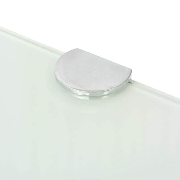 vidaXL Corner Shelves 2 pcs. with Chrome Brackets Glass White 25x25 cm