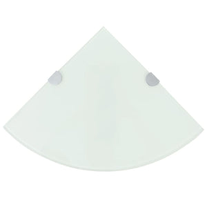 vidaXL Corner Shelves 2 pcs. with Chrome Brackets Glass White 35x35 cm