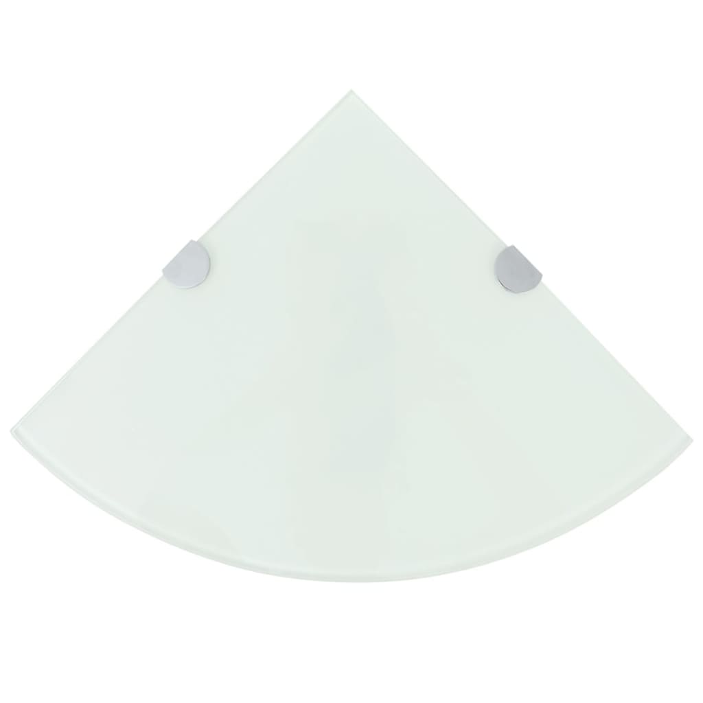 vidaXL Corner Shelves 2 pcs. with Chrome Brackets Glass White 35x35 cm