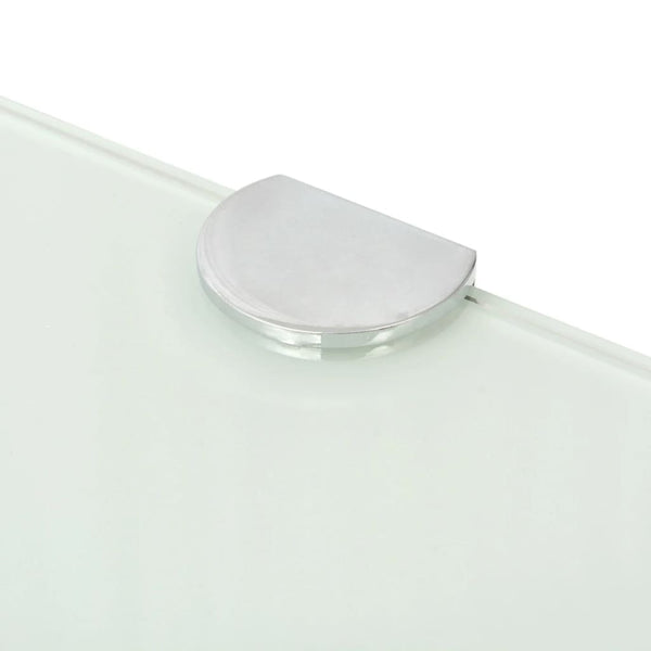 vidaXL Corner Shelves 2 pcs. with Chrome Brackets Glass White 35x35 cm