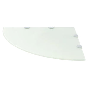 vidaXL Corner Shelves 2 pcs. with Chrome Brackets Glass White 45x45cm