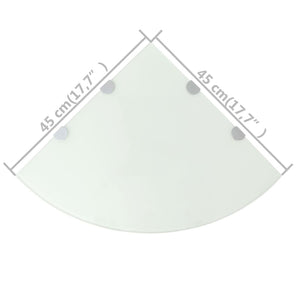 vidaXL Corner Shelves 2 pcs. with Chrome Brackets Glass White 45x45cm