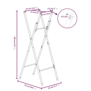 vidaXL Bar Table Frame Foldable Silver 45x53x108 cm Galvanized Steel