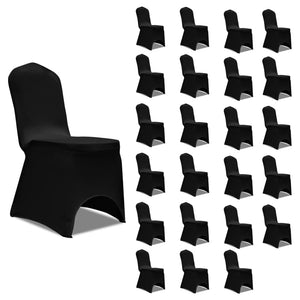 vidaXL Stretch Chair Covers Black 24 pcs.