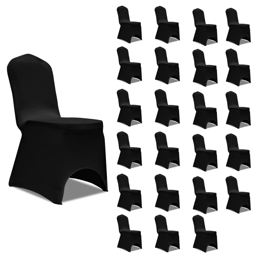 vidaXL Stretch Chair Covers Black 24 pcs.