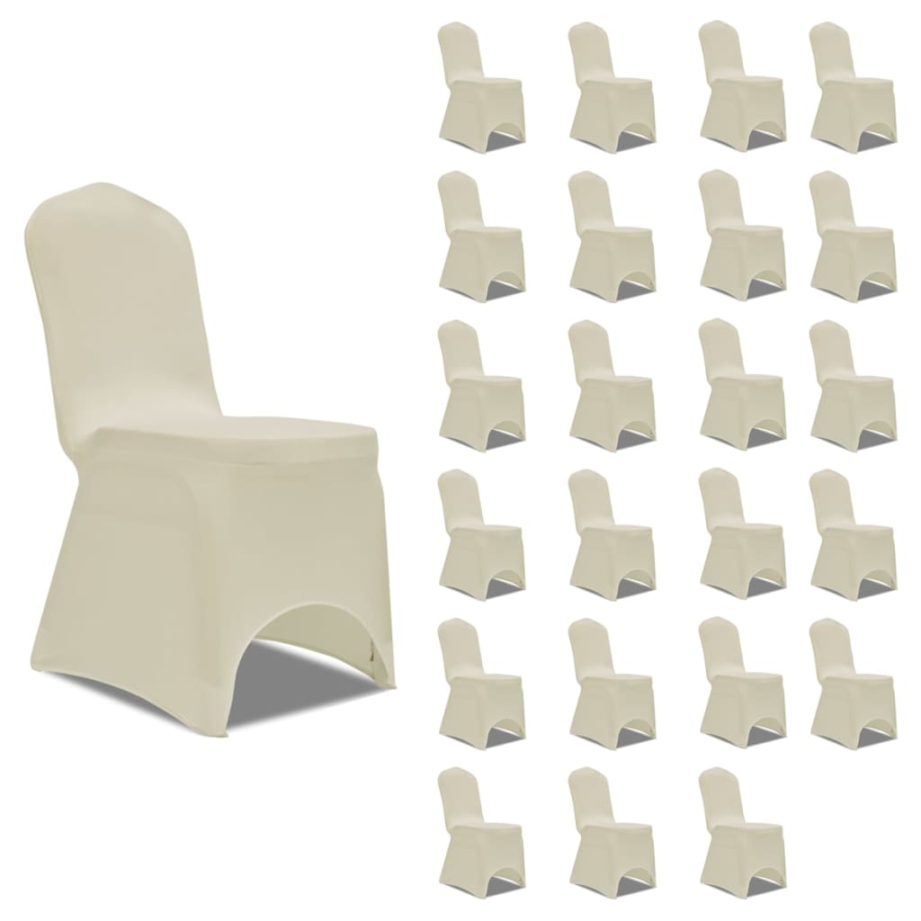 vidaXL Stretch Chair Covers Cream 24 pcs.