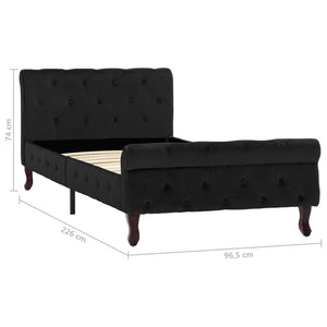 vidaXL Bed Frame Black Velvet 90 x 200 cm