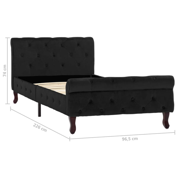 vidaXL Bed Frame Black Velvet 90 x 200 cm