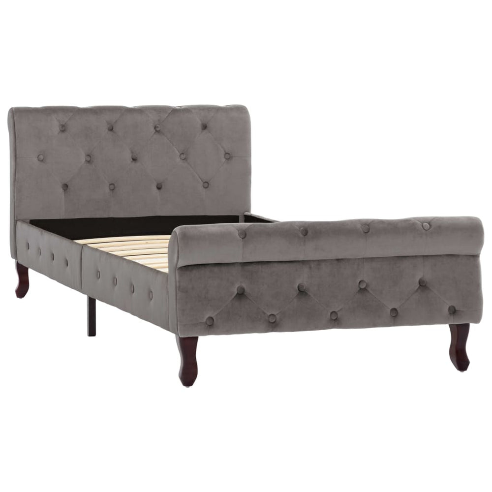 vidaXL Bed Frame Grey Velvet 90 x 200 cm