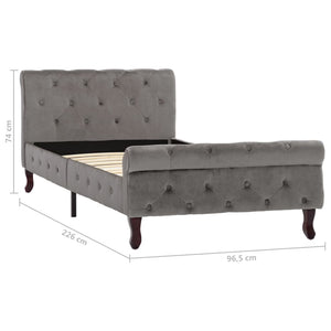 vidaXL Bed Frame Grey Velvet 90 x 200 cm