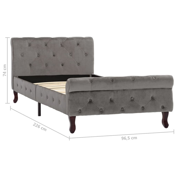 vidaXL Bed Frame Grey Velvet 90 x 200 cm