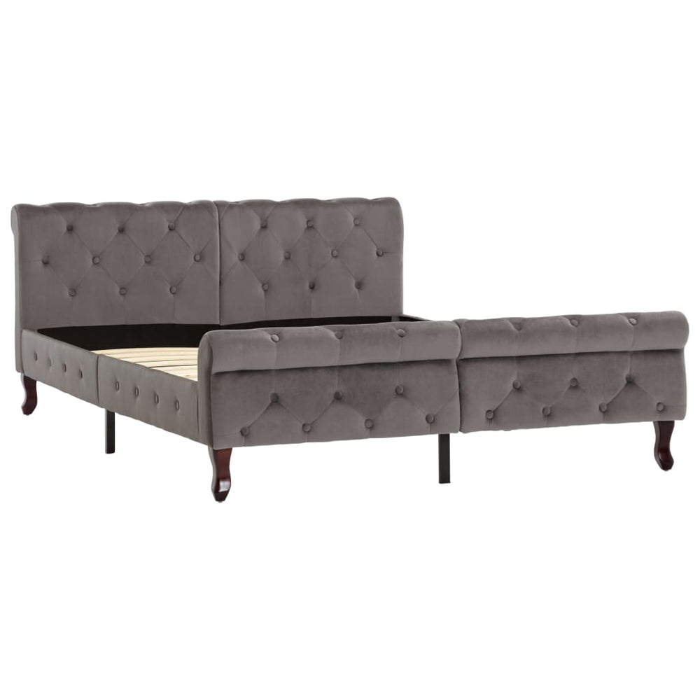 vidaXL Bed Frame Gray Velvet 140 x 200 cm