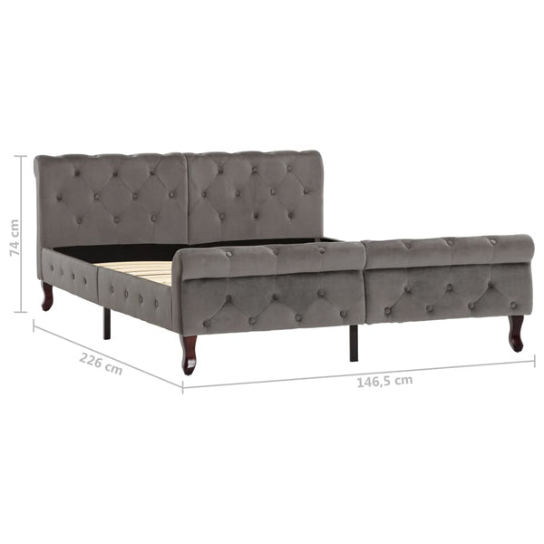 vidaXL Bed Frame Gray Velvet 140 x 200 cm