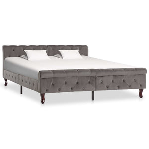 vidaXL Bed Frame Grey Velvet 160 x 200 cm