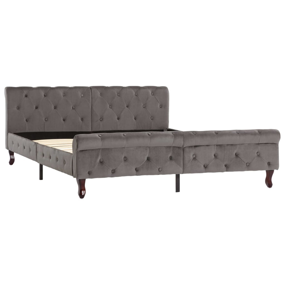 vidaXL Bed Frame Grey Velvet 160 x 200 cm