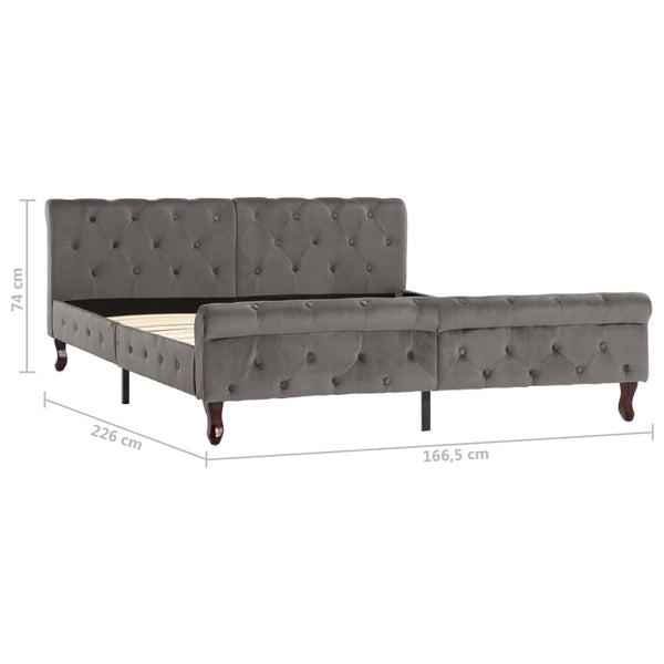 vidaXL Bed Frame Grey Velvet 160 x 200 cm