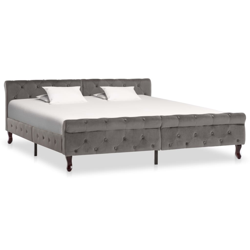 vidaXL Bed Frame Grey Velvet 180 x 200 cm