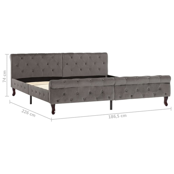 vidaXL Bed Frame Grey Velvet 180 x 200 cm
