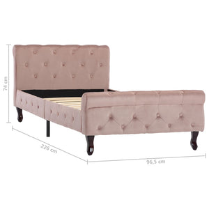 vidaXL Bed Frame Pink Velvet 90x200 cm