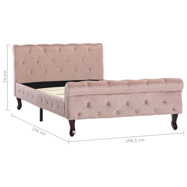 vidaXL Bed Frame Pink Velvet 100 x 200 cm