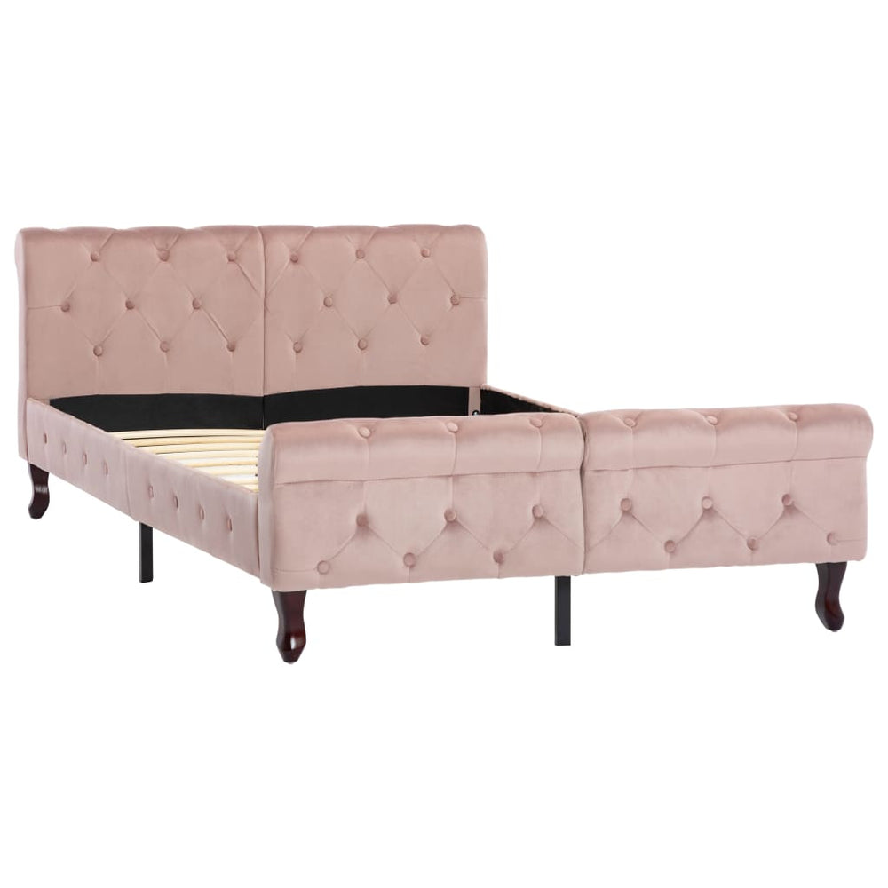 vidaXL Bed Frame Pink Velvet 120x200 cm