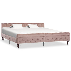 vidaXL Bed Frame Pink Velvet 200 x 200 cm