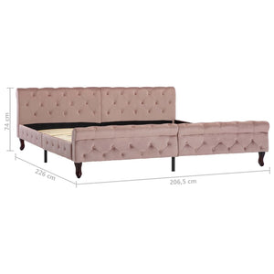 vidaXL Bed Frame Pink Velvet 200 x 200 cm