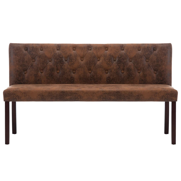 vidaXL Bench 148.5 cm Brown Suede Look