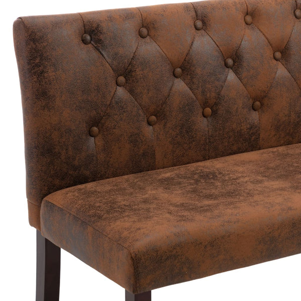 vidaXL Bench 148.5 cm Brown Suede Look