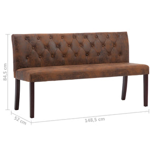 vidaXL Bench 148.5 cm Brown Suede Look